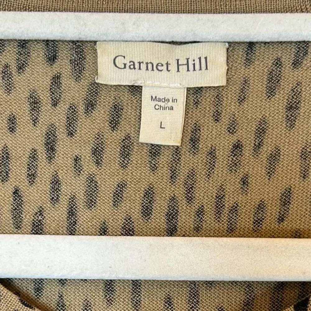 Garnet Hill Animal Print Cardigan L Merino Wool Preppy Old Money Librarian - Picture 2 of 5